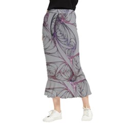 Art Illustration Abstract Background Watercolor Maxi Fishtail Chiffon Skirt