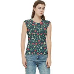 Flowering-branches-seamless-pattern Women s Raglan Cap Sleeve Tee by Zezheshop