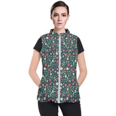 Flowering-branches-seamless-pattern Women s Puffer Vest