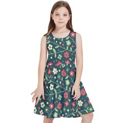 Flowering-branches-seamless-pattern Kids  Skater Dress by Zezheshop