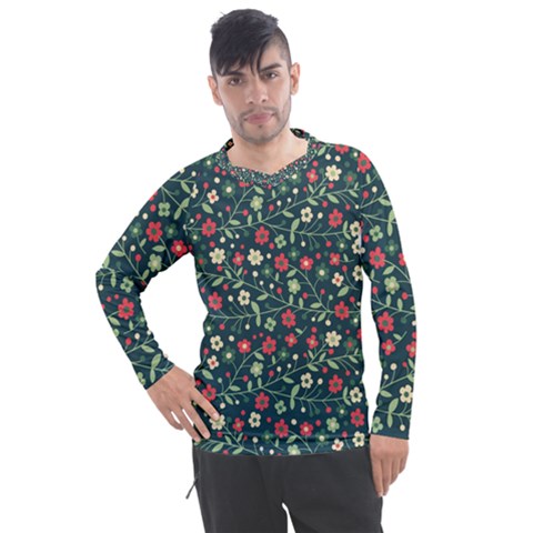 Flowering-branches-seamless-pattern Men s Pique Long Sleeve Tee by Zezheshop