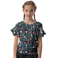 Flowering-branches-seamless-pattern Kids  Cut Out Flutter Sleeves by Zezheshop