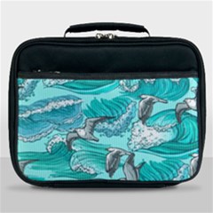 Sea Waves Seamless Pattern Lunch Bag by Wegoenart