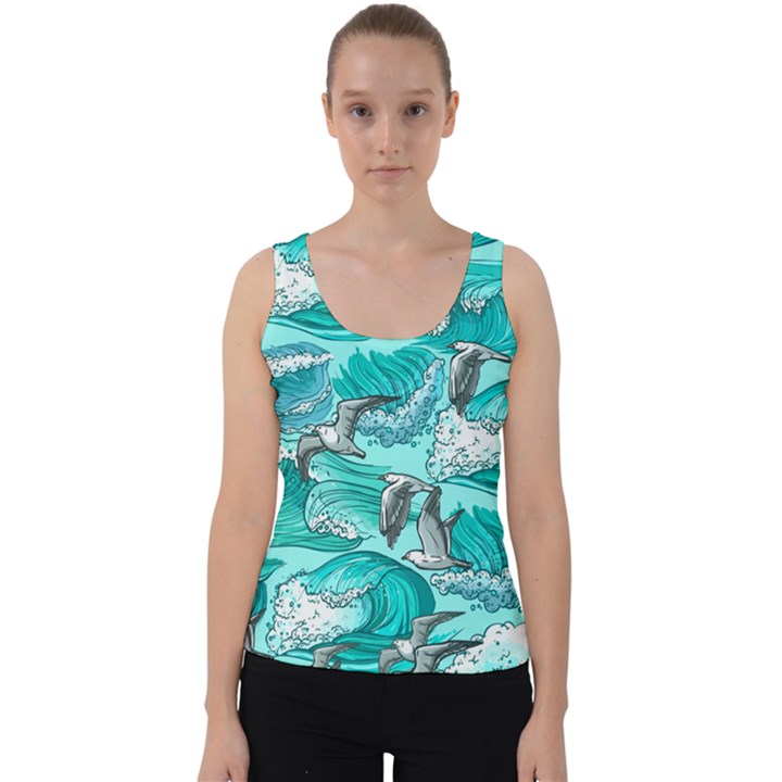 Sea waves seamless pattern Velvet Tank Top