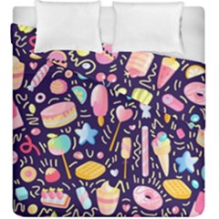 Cute-seamless-pattern-with-colorful-sweets-cakes-lollipops Duvet Cover Double Side (king Size) by Wegoenart