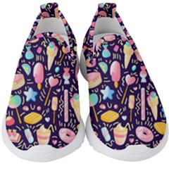 Cute-seamless-pattern-with-colorful-sweets-cakes-lollipops Kids  Slip On Sneakers by Wegoenart