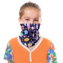 Cute-seamless-pattern-with-colorful-sweets-cakes-lollipops Face Covering Bandana (kids) by Wegoenart