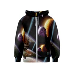 Planets In Space Kids  Zipper Hoodie