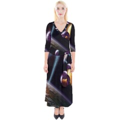 Planets In Space Quarter Sleeve Wrap Maxi Dress by Sapixe