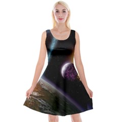 Planets In Space Reversible Velvet Sleeveless Dress