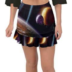 Planets In Space Fishtail Mini Chiffon Skirt by Sapixe