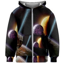 Planets In Space Kids  Zipper Hoodie Without Drawstring