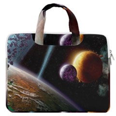 Planets In Space Macbook Pro 16  Double Pocket Laptop Bag  by Sapixe