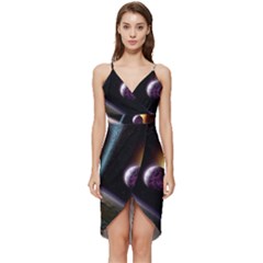 Planets In Space Wrap Frill Dress by Sapixe