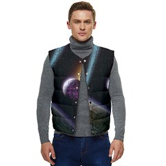 Planets In Space Men s Short Button Up Puffer Vest	