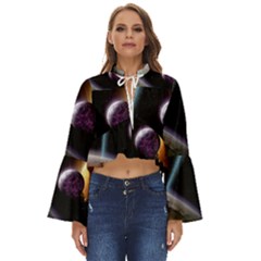 Planets In Space Boho Long Bell Sleeve Top