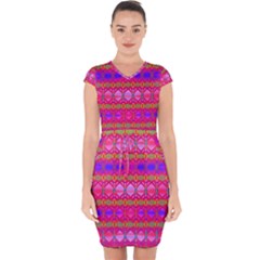 Pink Mirrors Capsleeve Drawstring Dress  by Thespacecampers