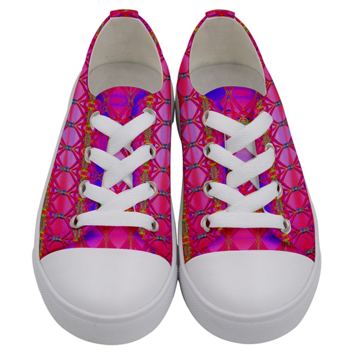 Pink Mirrors Kids  Low Top Canvas Sneakers