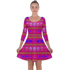 Pink Mirrors Quarter Sleeve Skater Dress by Thespacecampers