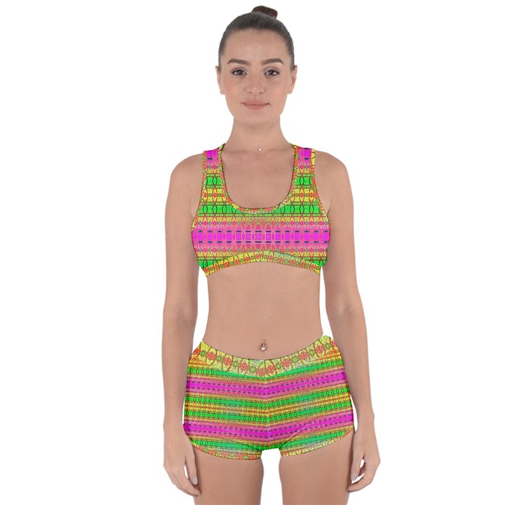 Peace And Love Racerback Boyleg Bikini Set