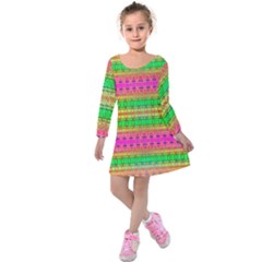 Peace And Love Kids  Long Sleeve Velvet Dress by Thespacecampers