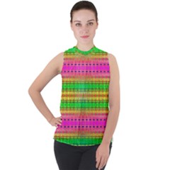 Peace And Love Mock Neck Chiffon Sleeveless Top by Thespacecampers