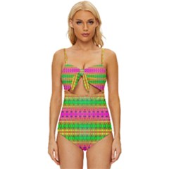 Peace And Love Knot Front One-piece Swimsuit