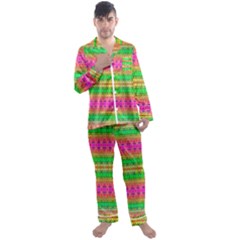 Peace And Love Men s Long Sleeve Satin Pajamas Set