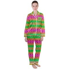 Peace And Love Satin Long Sleeve Pajamas Set by Thespacecampers