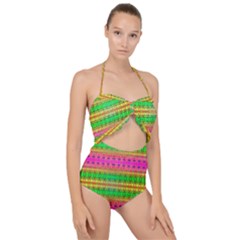 Peace And Love Scallop Top Cut Out Swimsuit by Thespacecampers