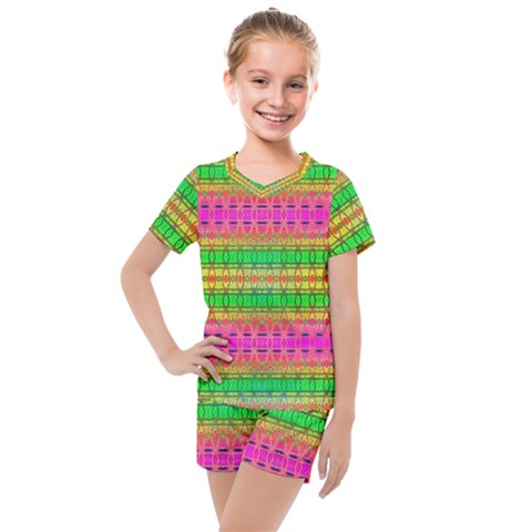 Peace And Love Kids  Mesh Tee And Shorts Set by Thespacecampers