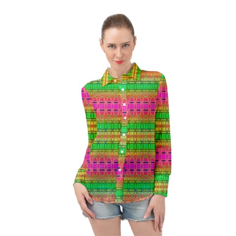 Peace And Love Long Sleeve Chiffon Shirt by Thespacecampers