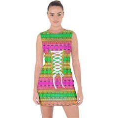 Peace And Love Lace Up Front Bodycon Dress by Thespacecampers