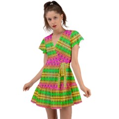 Peace And Love Flutter Sleeve Wrap Dress by Thespacecampers