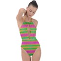 Peace And Love Plunge Cut Halter Swimsuit View1