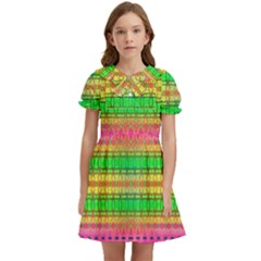 Peace And Love Kids  Bow Tie Puff Sleeve Dress