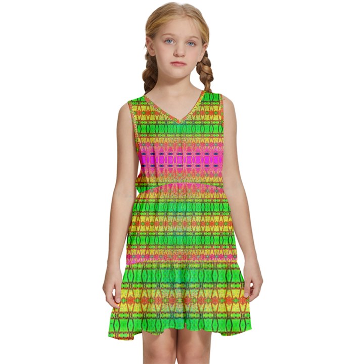 Peace And Love Kids  Sleeveless Tiered Mini Dress