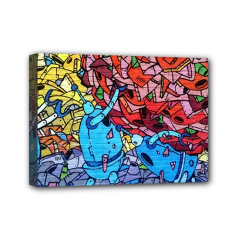 Graffiti-wall-mural-painting-arts Mini Canvas 7  X 5  (stretched) by Simbadda