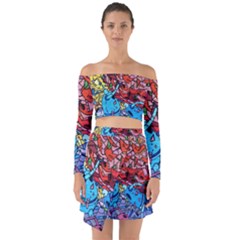 Graffiti-wall-mural-painting-arts Off Shoulder Top With Skirt Set by Simbadda