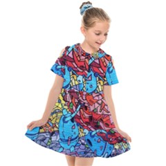 Graffiti-wall-mural-painting-arts Kids  Short Sleeve Shirt Dress by Simbadda