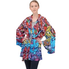 Graffiti-wall-mural-painting-arts Long Sleeve Velvet Kimono  by Simbadda