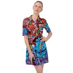 Graffiti-wall-mural-painting-arts Belted Shirt Dress by Simbadda