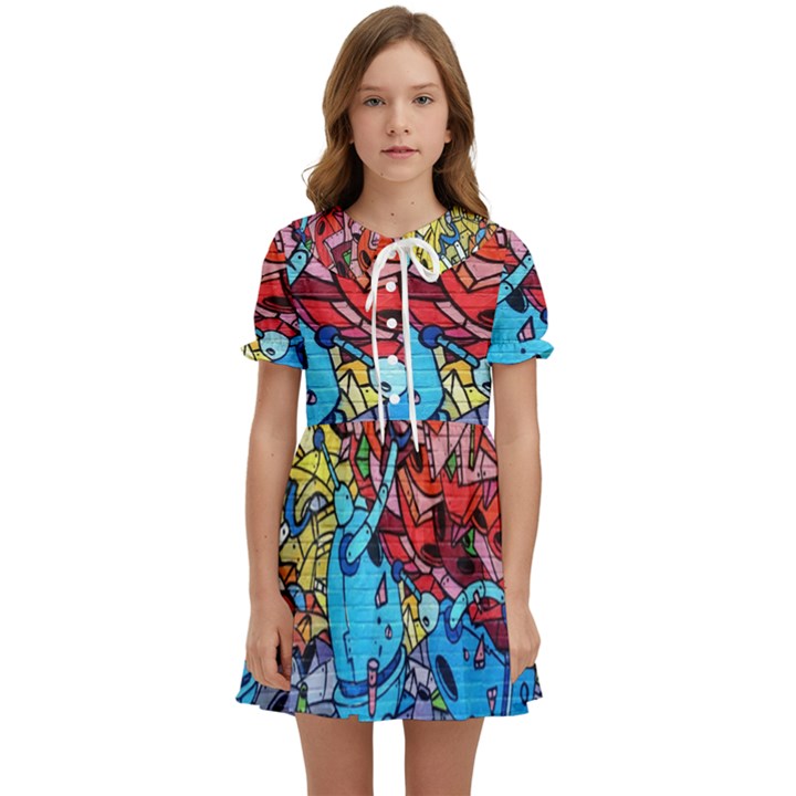 Graffiti-wall-mural-painting-arts Kids  Sweet Collar Dress