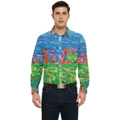 My Town Men s Long Sleeve Pocket Shirt  by arwwearableart