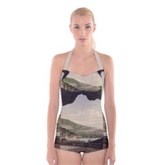 Ponale Road, Garda, Italy  Boyleg Halter Swimsuit 