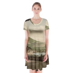 Ponale Road, Garda, Italy  Short Sleeve V-neck Flare Dress by ConteMonfrey