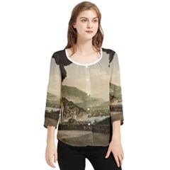 Ponale Road, Garda, Italy  Chiffon Quarter Sleeve Blouse by ConteMonfrey