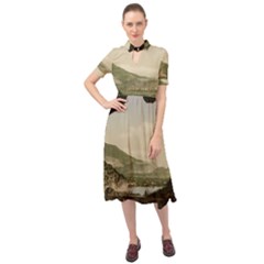 Ponale Road, Garda, Italy  Keyhole Neckline Chiffon Dress