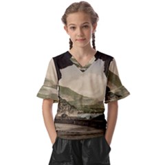 Ponale Road, Garda, Italy  Kids  V-neck Horn Sleeve Blouse