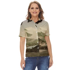 Ponale Road, Garda, Italy  Women s Short Sleeve Double Pocket Shirt